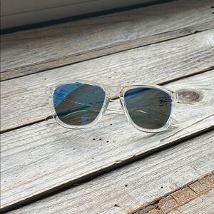 Clear Frame Sunglasses with Blue Lenses